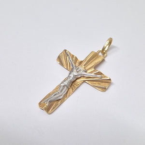 CRUCIFIJO ORO, ORO COMBINADO 14 K 3 GRMS (SEMINUEVO)