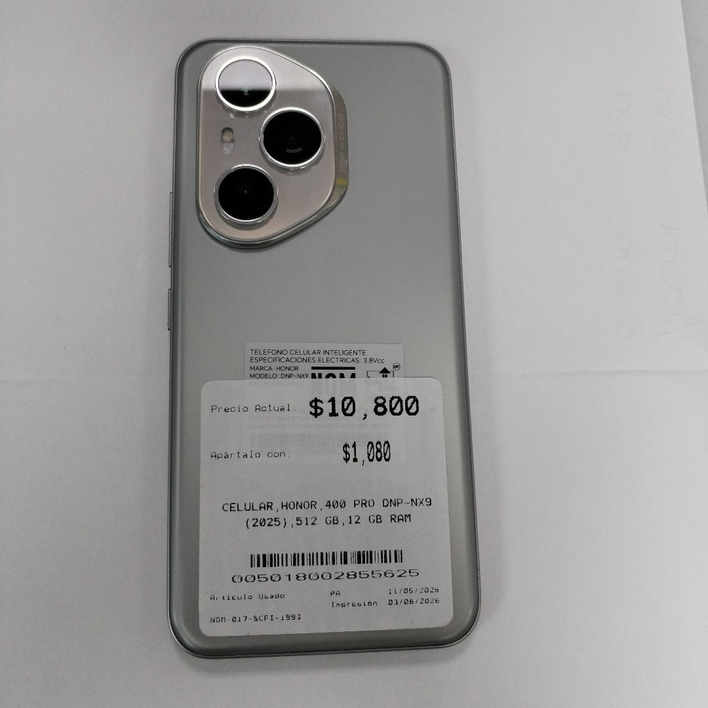 CELULAR HONOR 400 PRO DNP-NX9 (2025) 512 GB 12 GB RAM (SEMINUEVO)