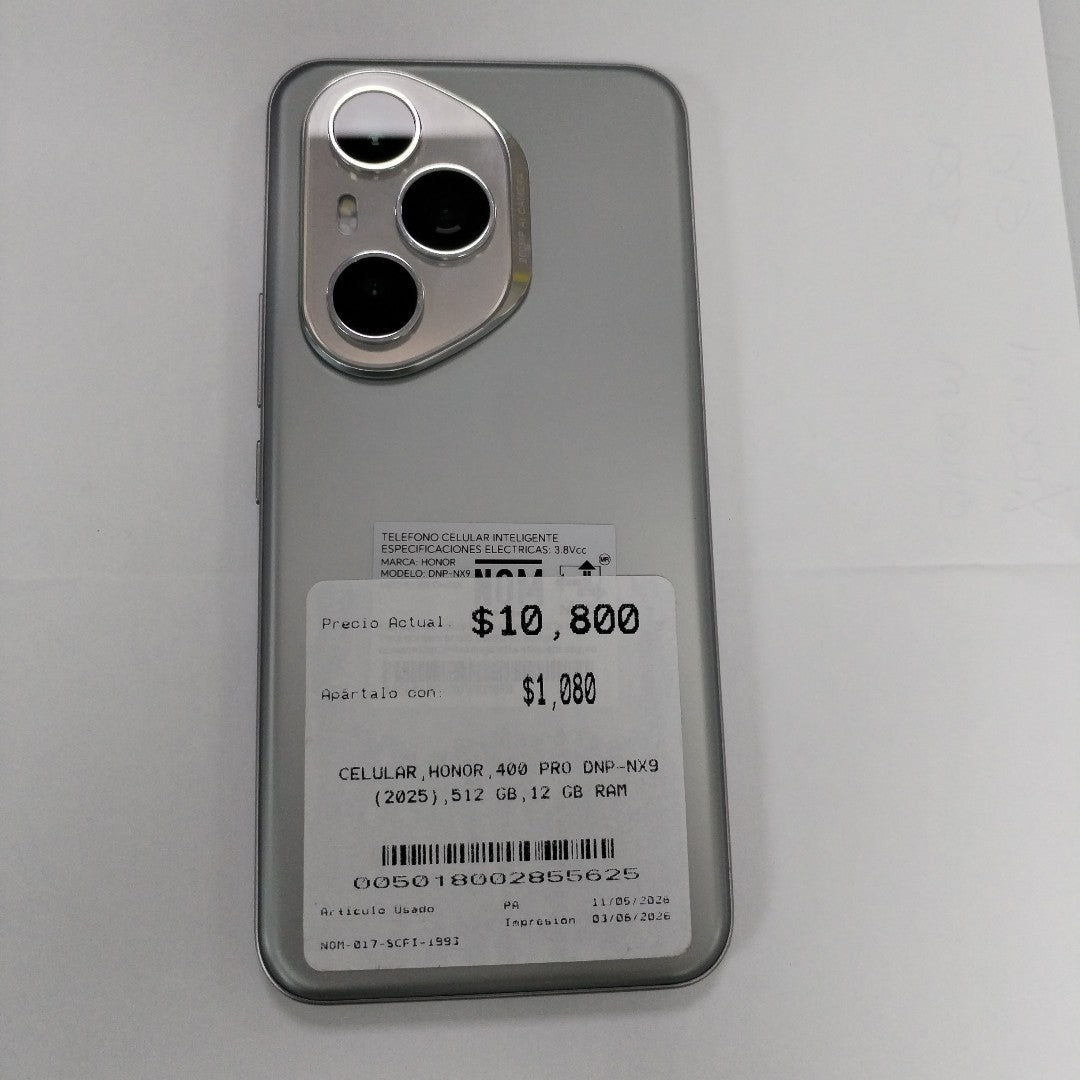 CELULAR HONOR 400 PRO DNP-NX9 (2025) 512 GB 12 GB RAM (SEMINUEVO)