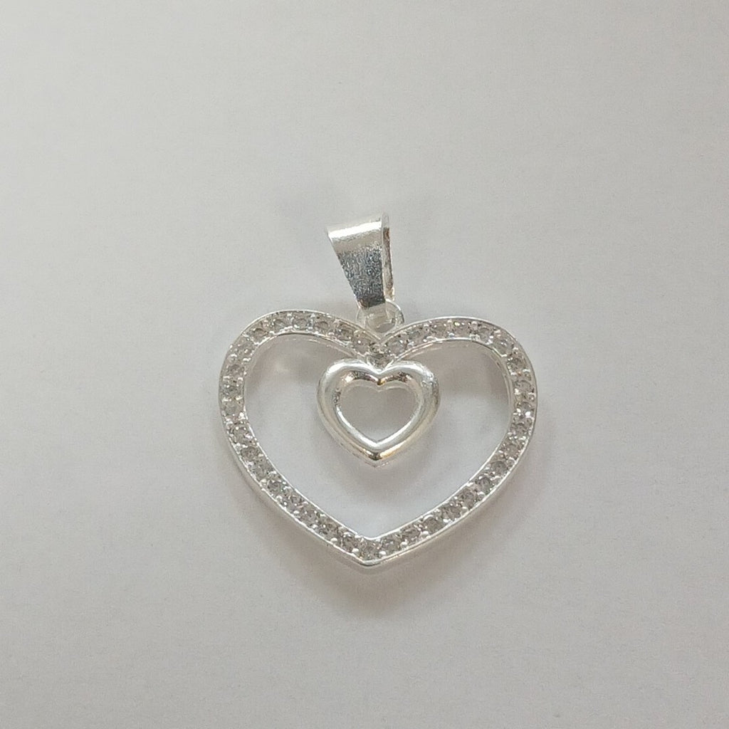 DIJE CORAZON C/CIRCONIAS PLATA .925 2.7 GR (NUEVO)
