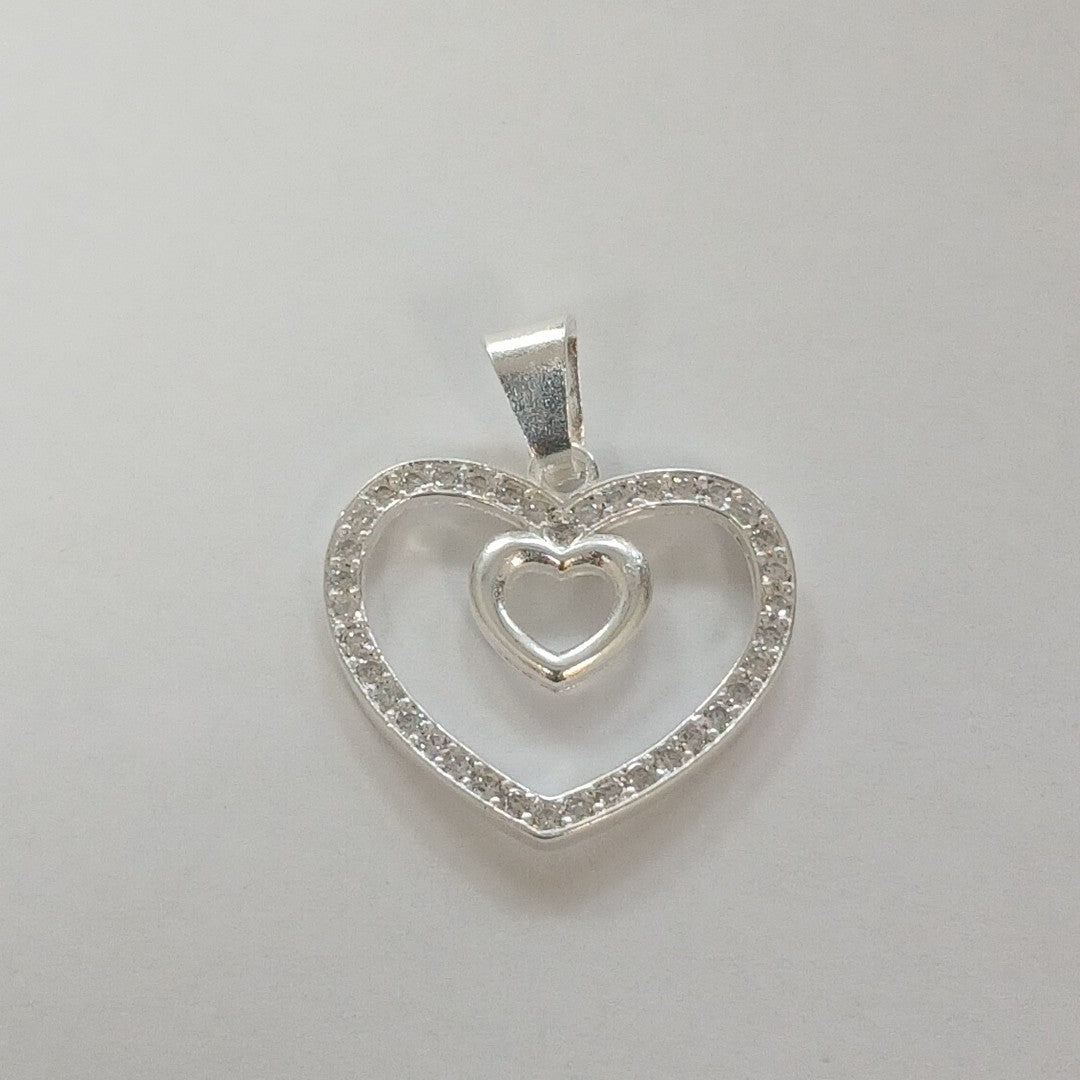 DIJE CORAZON C/CIRCONIAS PLATA .925 2.7 GR (NUEVO)