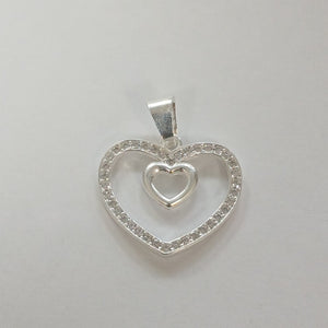 DIJE CORAZON C/CIRCONIAS PLATA .925 2.7 GR (NUEVO)