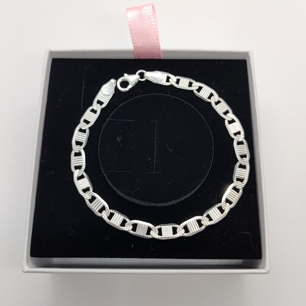 PULSERA TEJIDO ESPEJO PLATA .925 21 CM 7.2 GR (NUEVO)