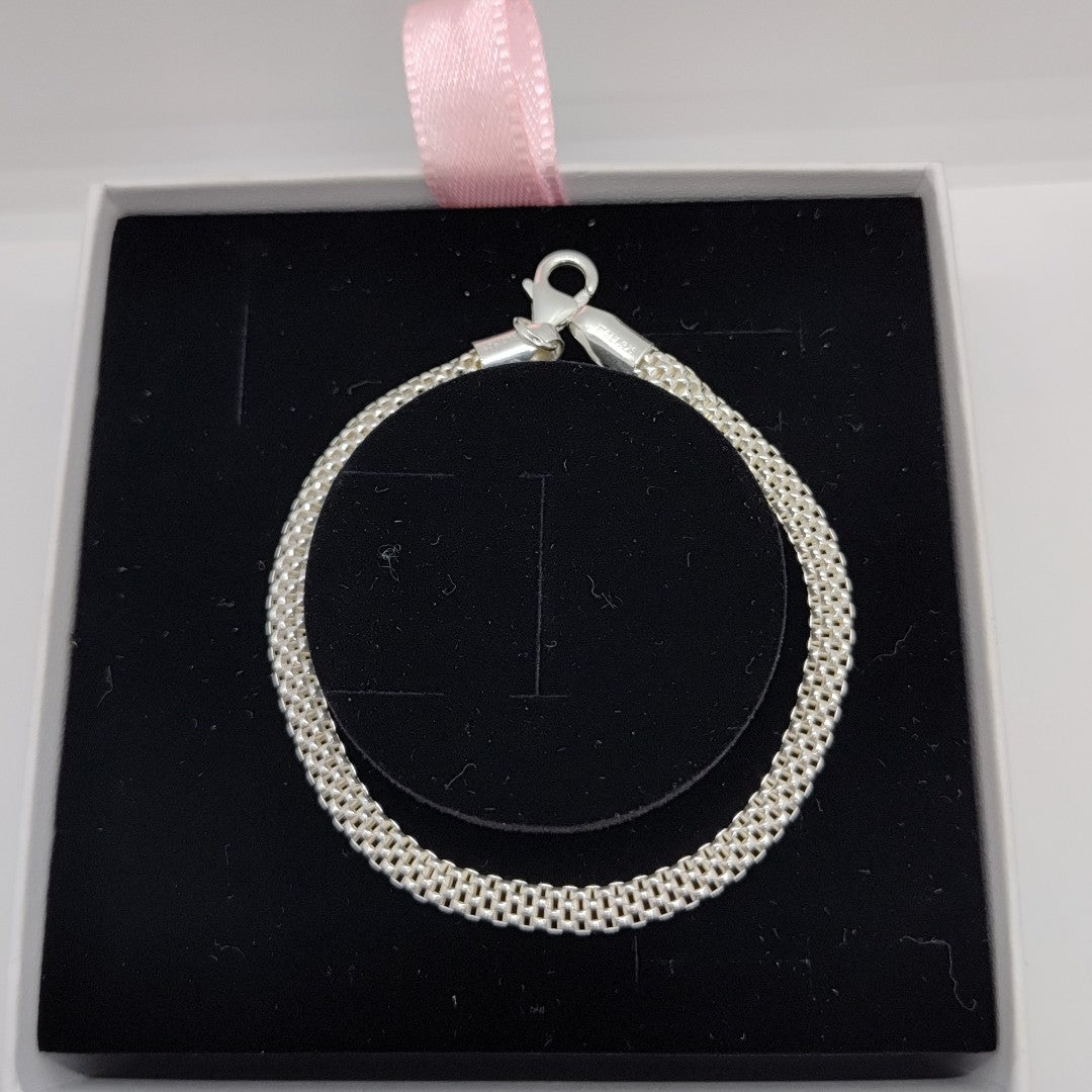 PULSERA TEJIDO ESPECIAL PLATA .925 18 CM 4.8 GR (NUEVO)