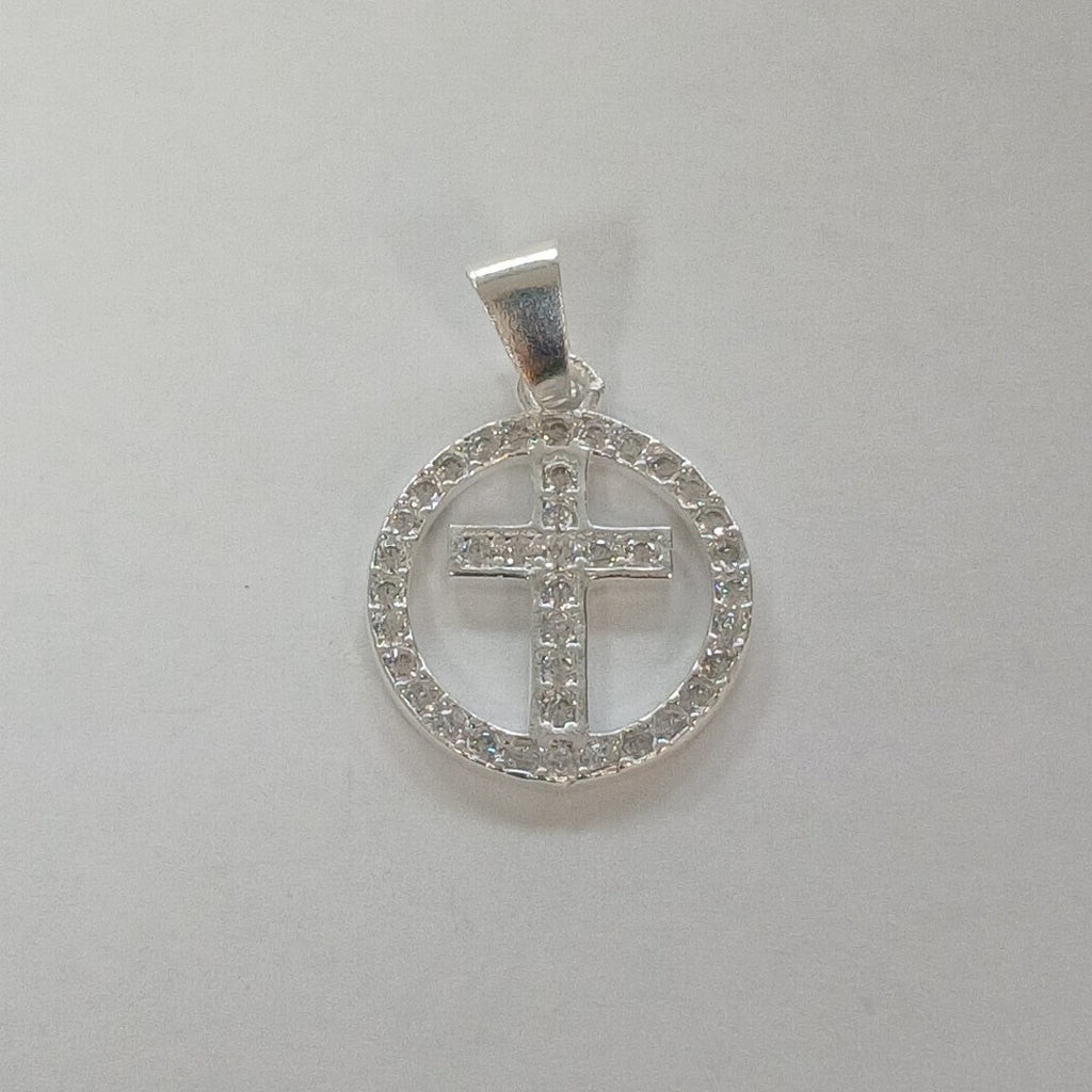 DIJE CRUZ C/CIRCONIAS PLATA .925 2.3 GR (NUEVO)