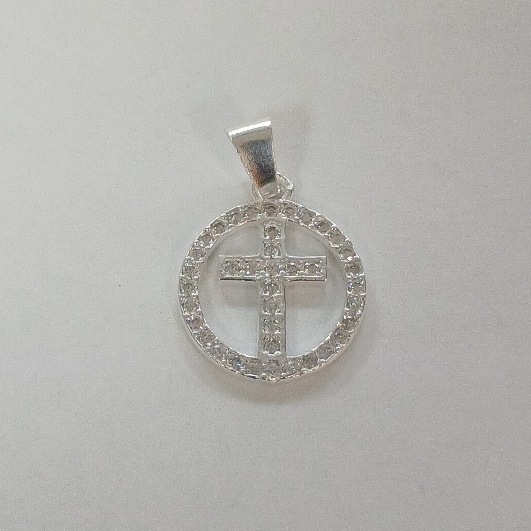 DIJE CRUZ C/CIRCONIAS PLATA .925 2.3 GR (NUEVO)
