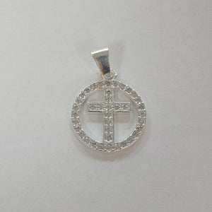 DIJE CRUZ C/CIRCONIAS PLATA .925 2.3 GR (NUEVO)