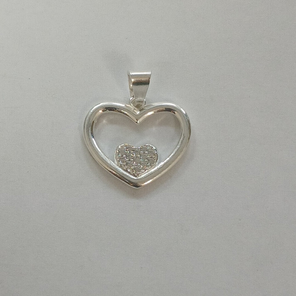 DIJE CORAZON C/CIRCONIAS PLATA .925 2.7 GR (NUEVO)