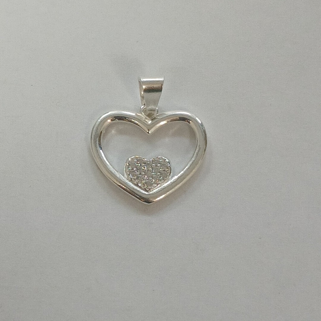 DIJE CORAZON C/CIRCONIAS PLATA .925 2.7 GR (NUEVO)