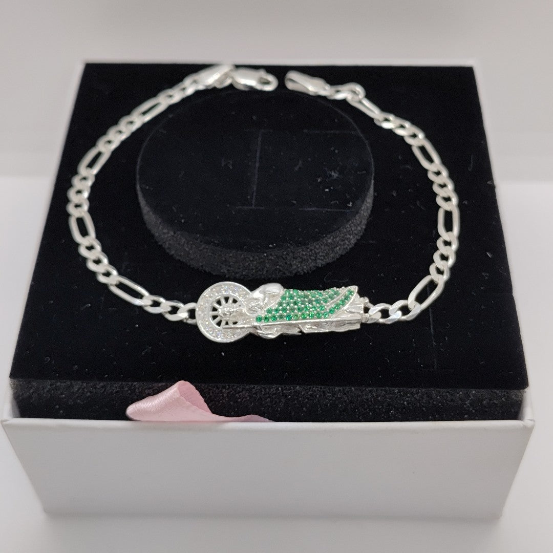 PULSERA TEJIDO SAN JUDAS PLATA .925 21 CM 5.5 GR (NUEVO)