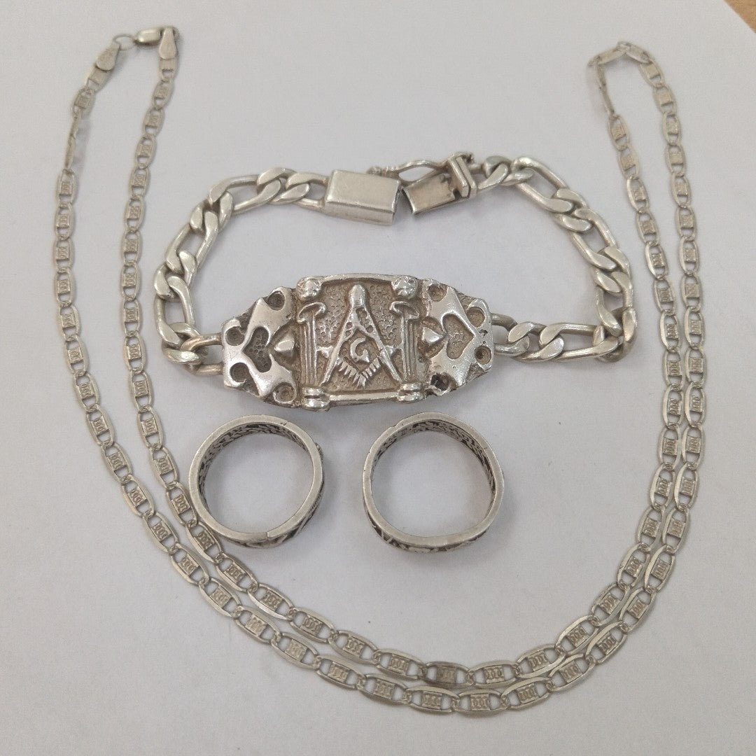 ANILLITO, CADENA, ESCLAVA PLATA 53.8 GRMS (SEMINUEVO)