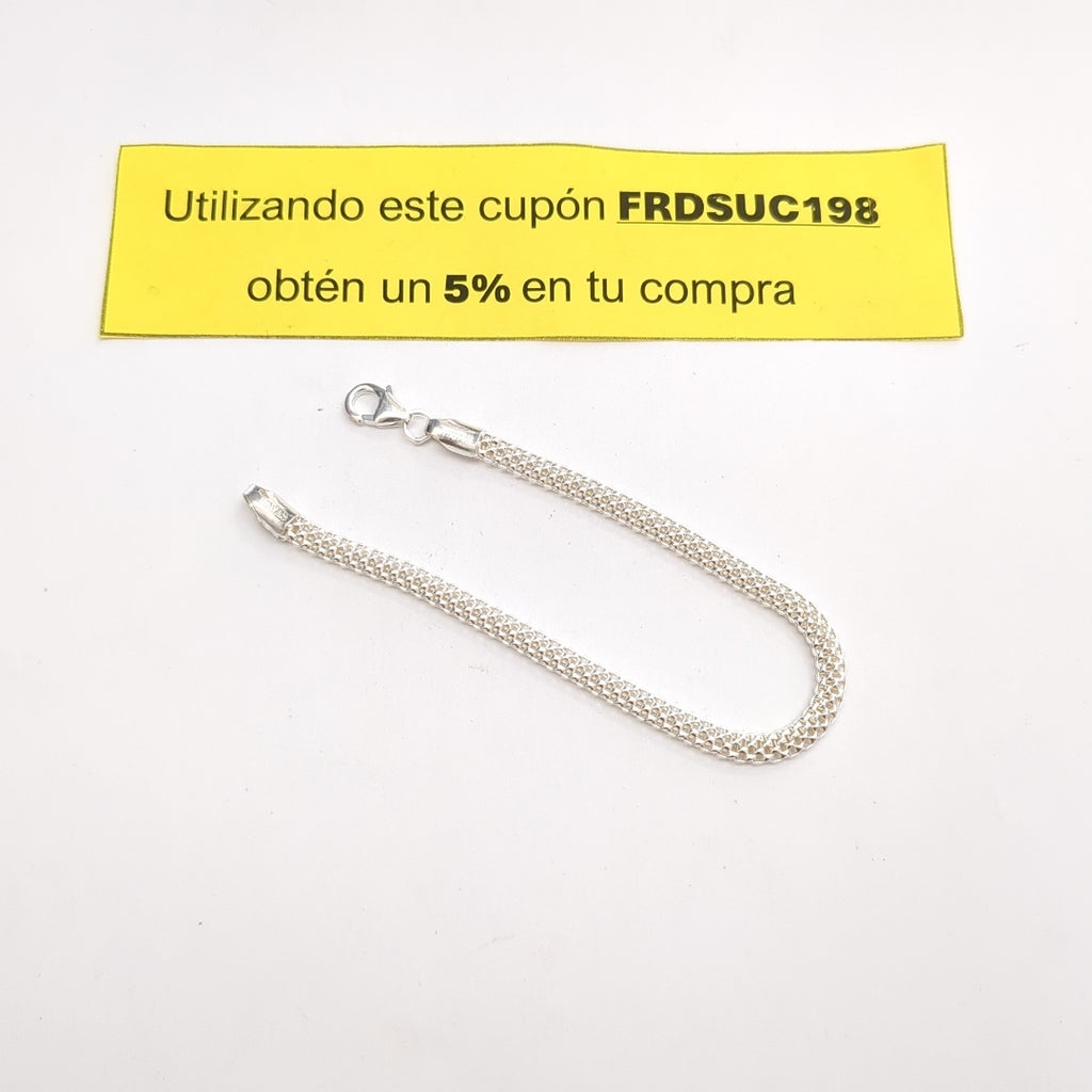PULSERA TEJIDO ESPECIAL PLATA .925 18 CM 4.9 GR (NUEVO)