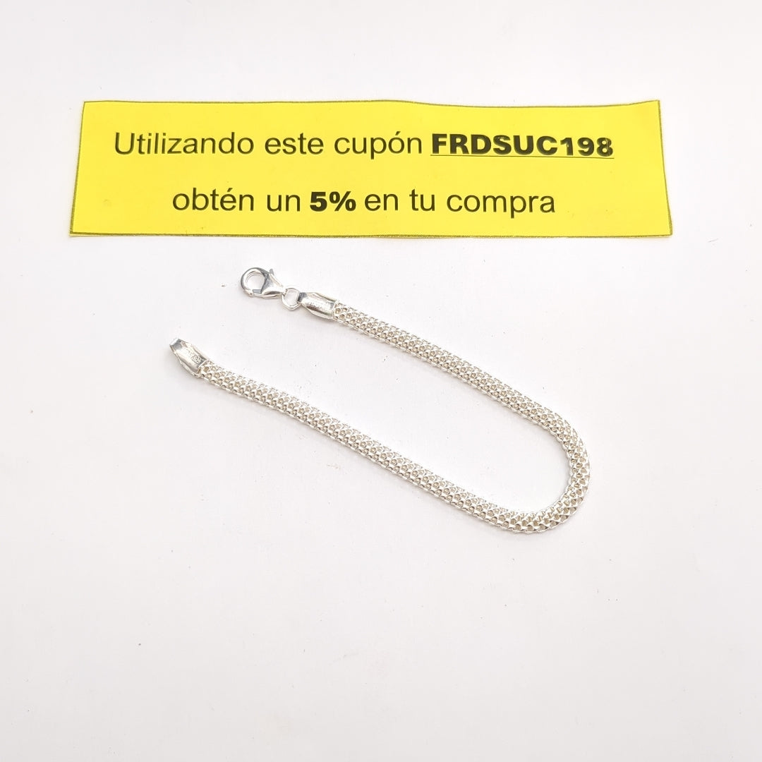 PULSERA TEJIDO ESPECIAL PLATA .925 18 CM 4.9 GR (NUEVO)