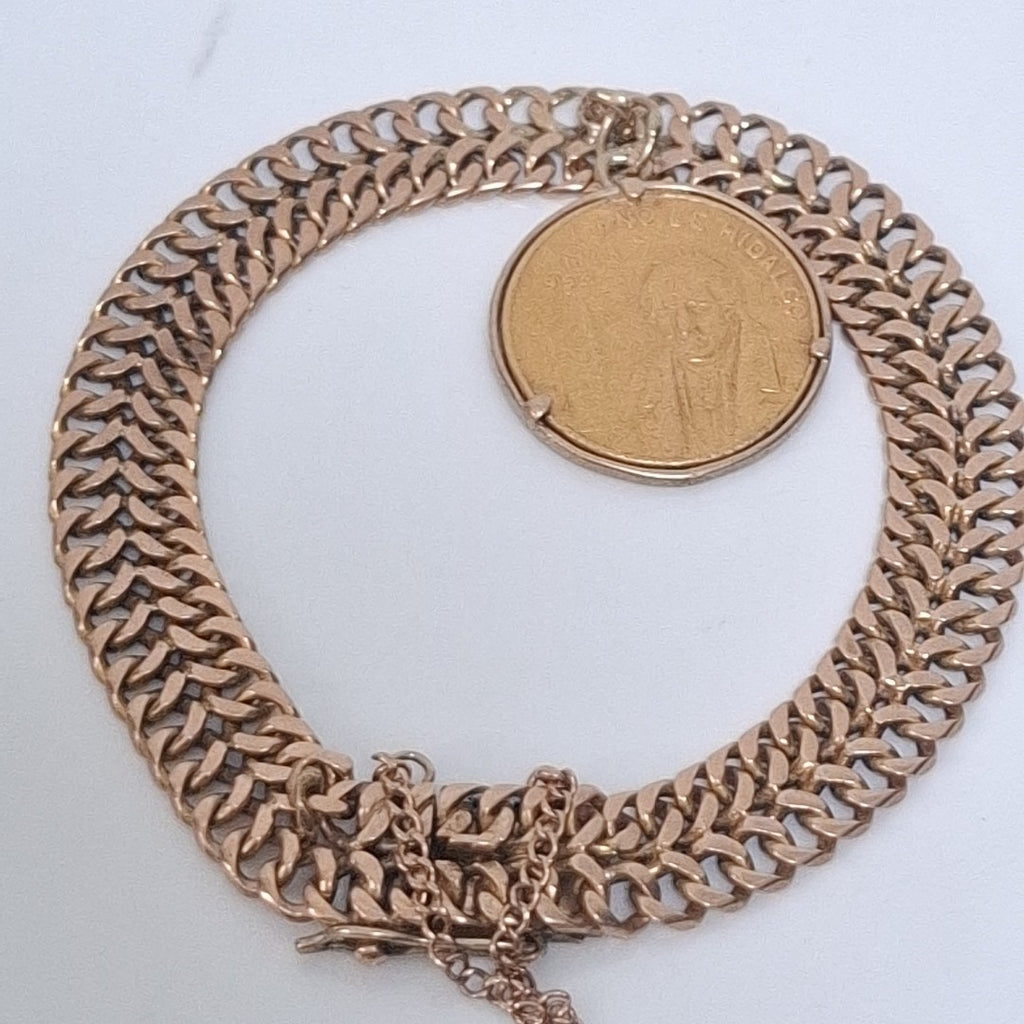 MEDALLA CONMEMORATIVA, PULSERA ORO 14 K 29.9 GRMS (SEMINUEVO)