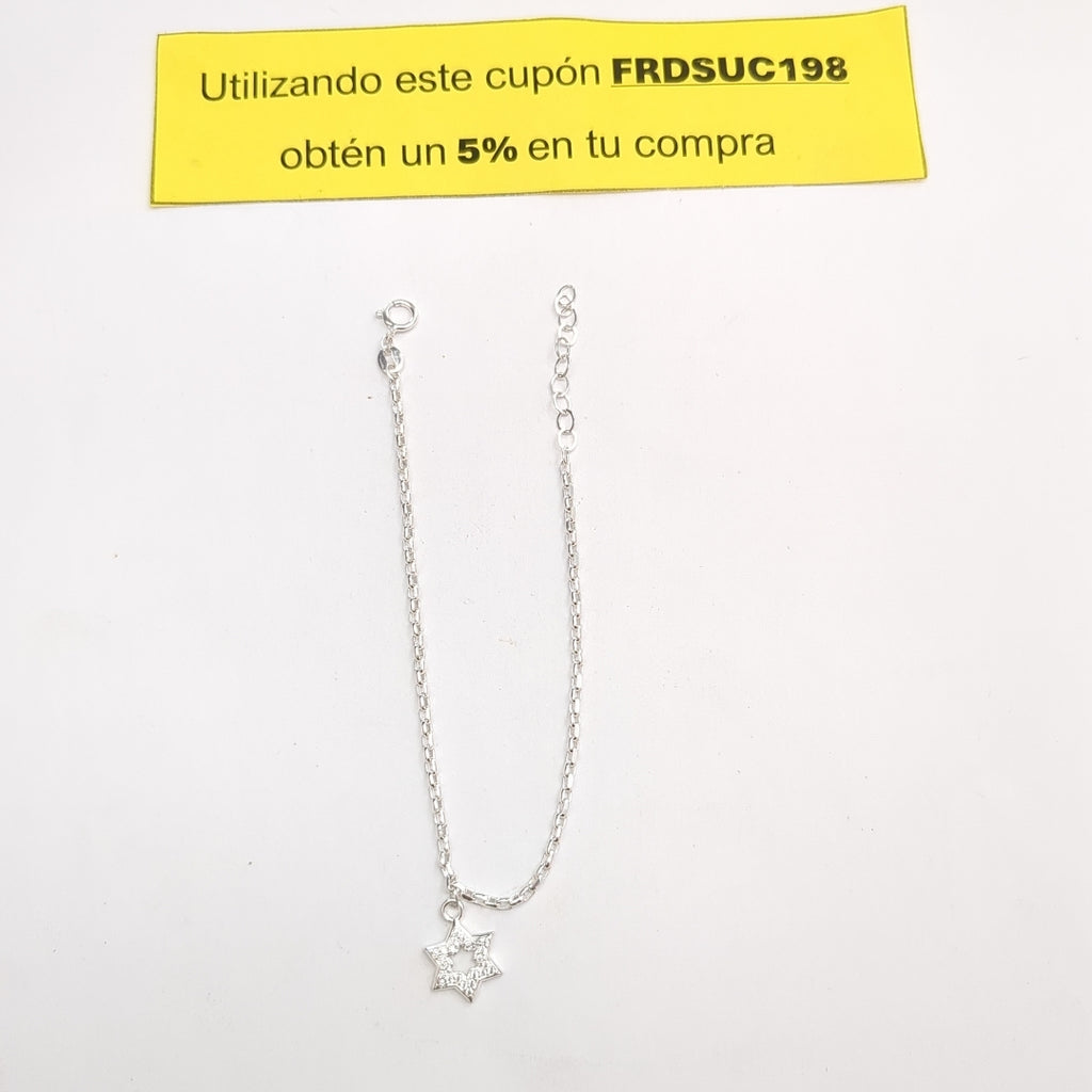 PULSERA TEJIDO ESPECIAL CON DIJE DE ESTRELLA CON CIRCONIAS PLATA .925 18 CM 2.5 GR (NUEVO)