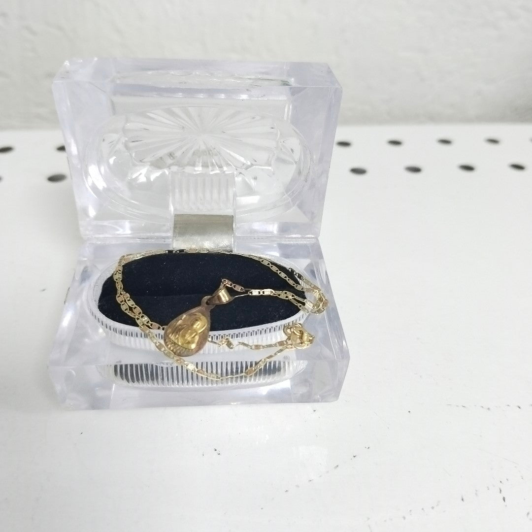 CADENA,MEDALLA RELIGIOSA ORO 10 K 1,60 GRMS (SEMINUEVO)