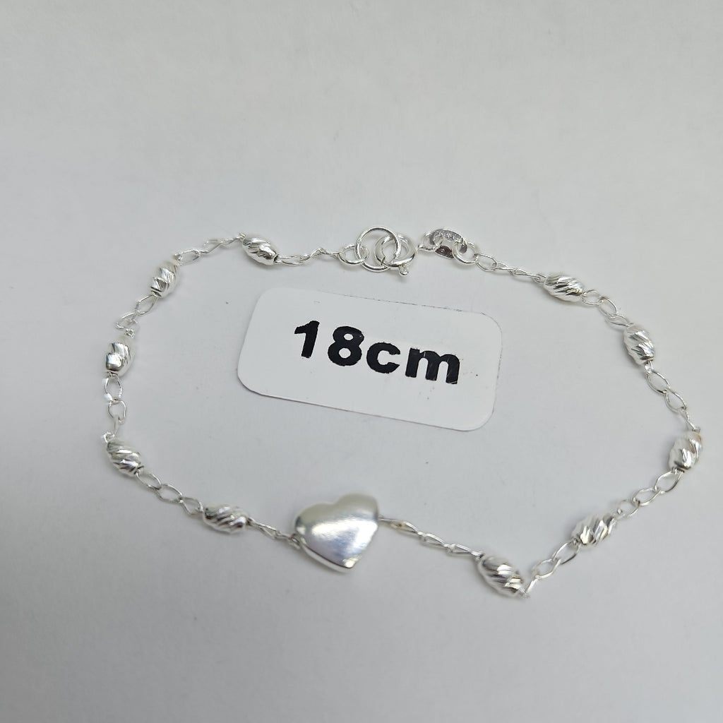 PULSERA TEJIDO CORAZON PLATA .925 18 CM 3.4 GR (NUEVO)