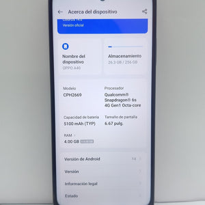 CELULAR OPPO A40 CPH2669 (2024) 256 GB 4 GB RAM (SEMINUEVO)