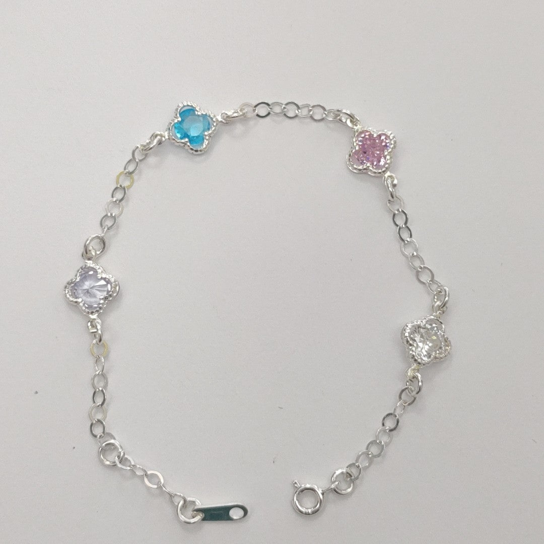 PULSERA ESPECIAL CON PIEDRAS DE COLOR PLATA .925 18 CM 3.42 GR (NUEVO)