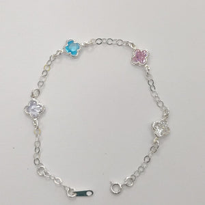 PULSERA ESPECIAL CON PIEDRAS DE COLOR PLATA .925 18 CM 3.42 GR (NUEVO)