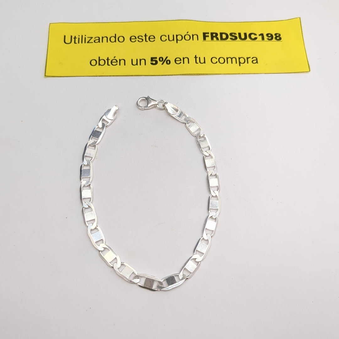 PULSERA TEJIDO ESPEJO PLATA .925 21 CM 7.7 GR (NUEVO)