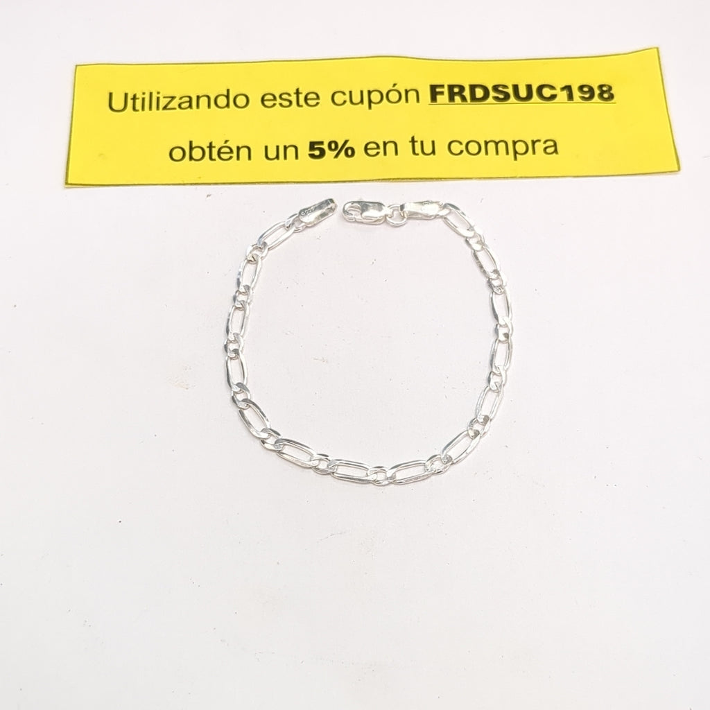 PULSERA TEJIDO 1X1 PLATA .925 18 CM 3.5 GR (NUEVO)