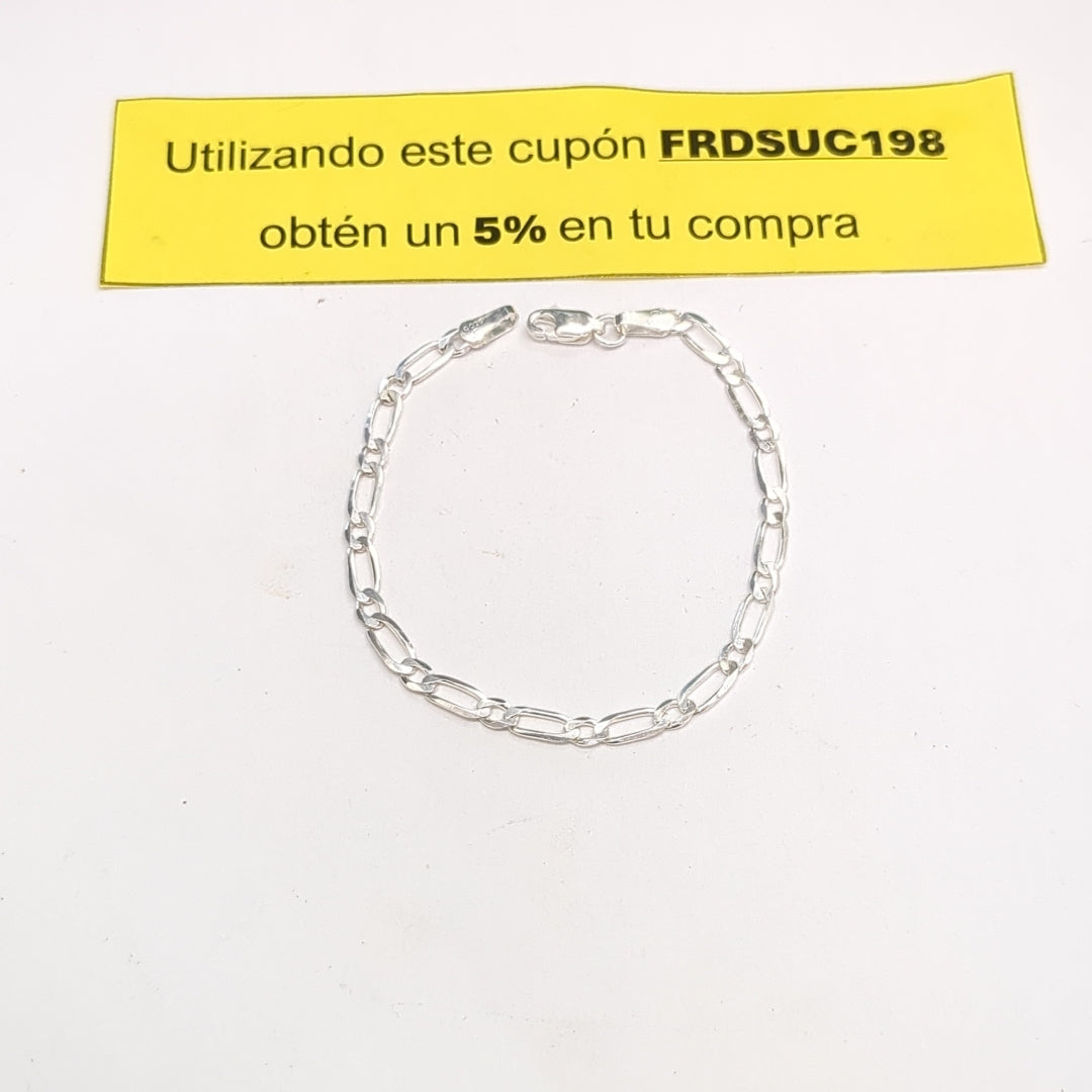 PULSERA TEJIDO 1X1 PLATA .925 18 CM 3.5 GR (NUEVO)
