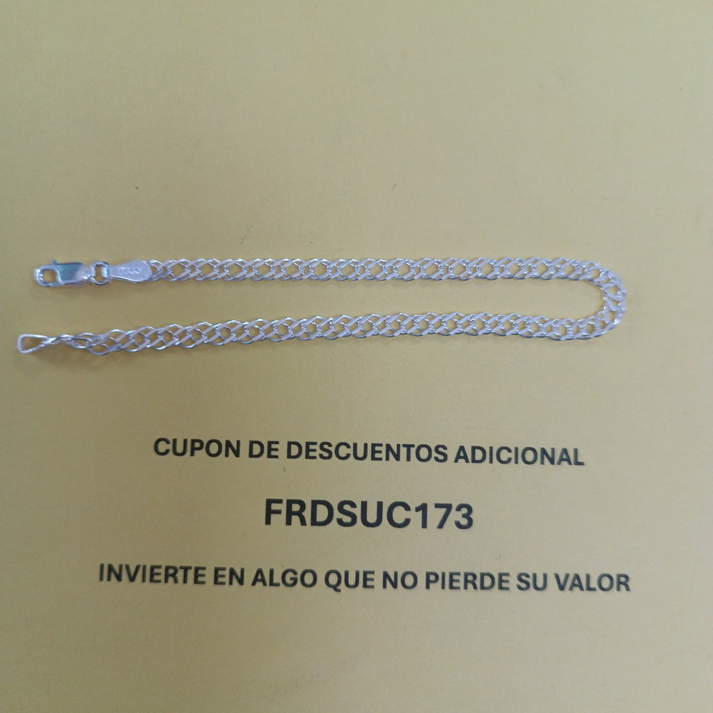 PULSERA DOBLE ESLABON PLATA .925 18 CM 3.53 GR (NUEVO)
