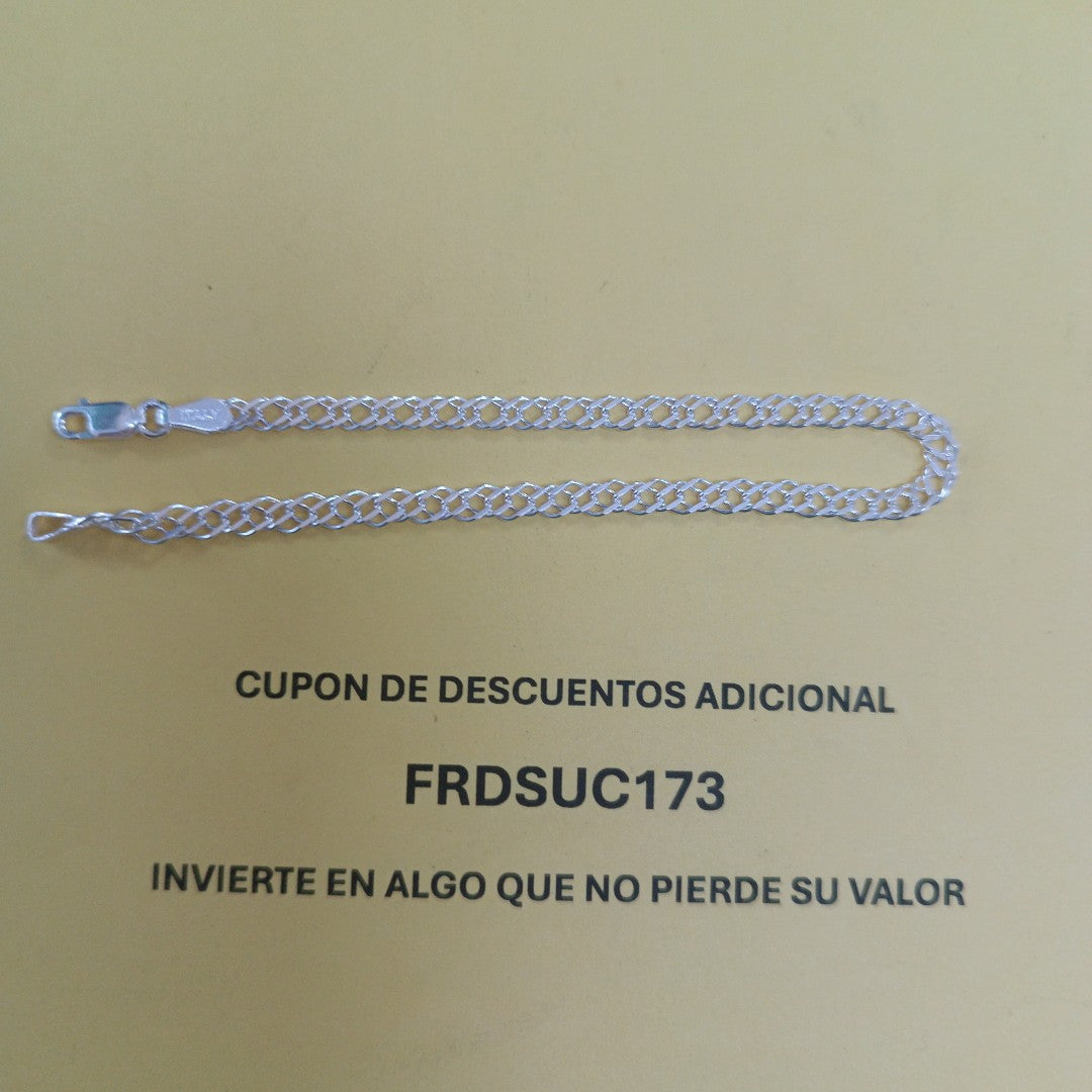 PULSERA DOBLE ESLABON PLATA .925 18 CM 3.53 GR (NUEVO)