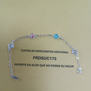 PULSERA ESPECIAL CON PIEDRAS DE COLOR PLATA .925 18 CM 3.32 GR (NUEVO)