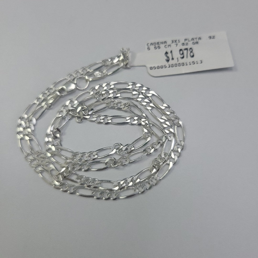 CADENA 3X1 PLATA .925 55 CM 7.02 GR (NUEVO)