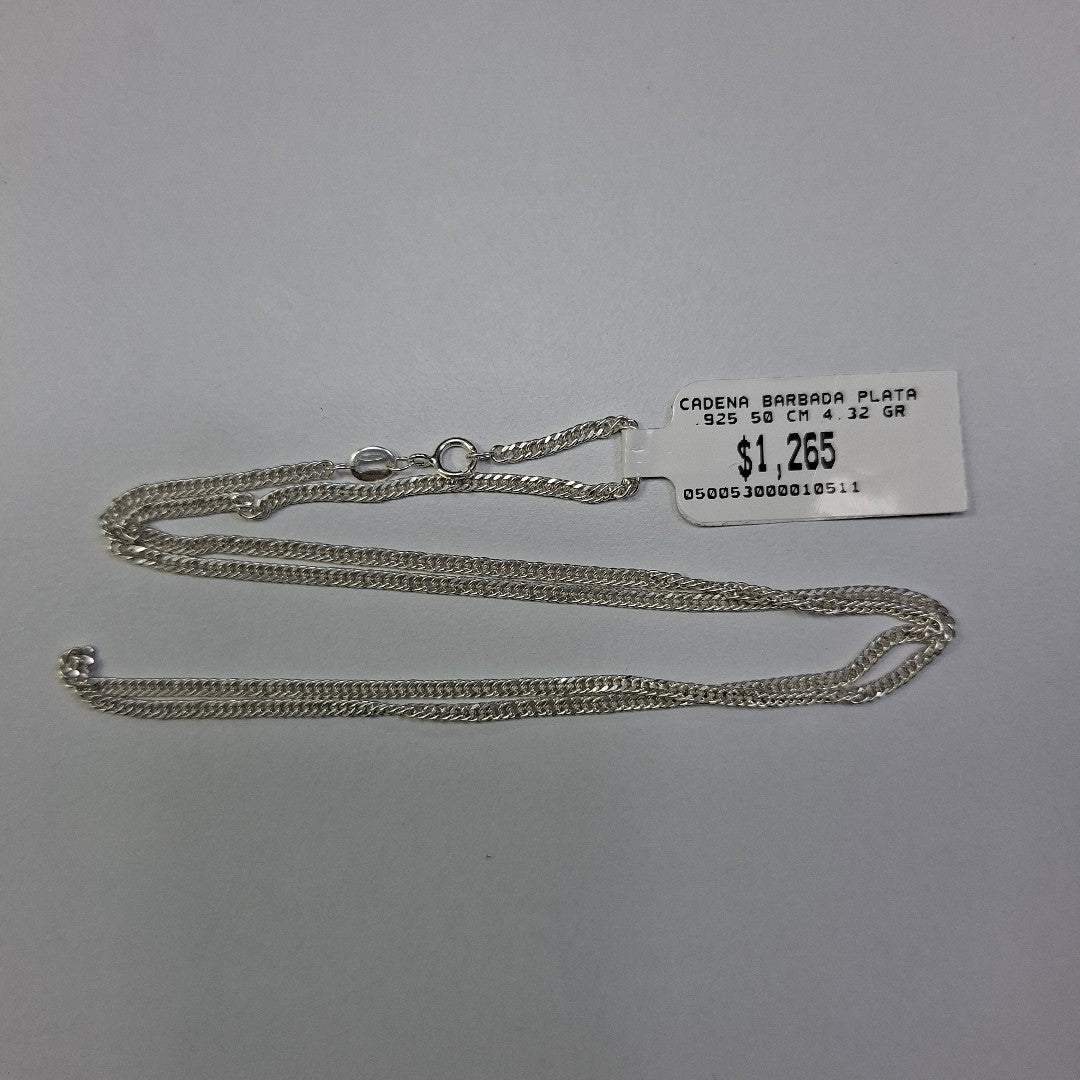 CADENA BARBADA PLATA .925 50 CM 4.32 GR (NUEVO)