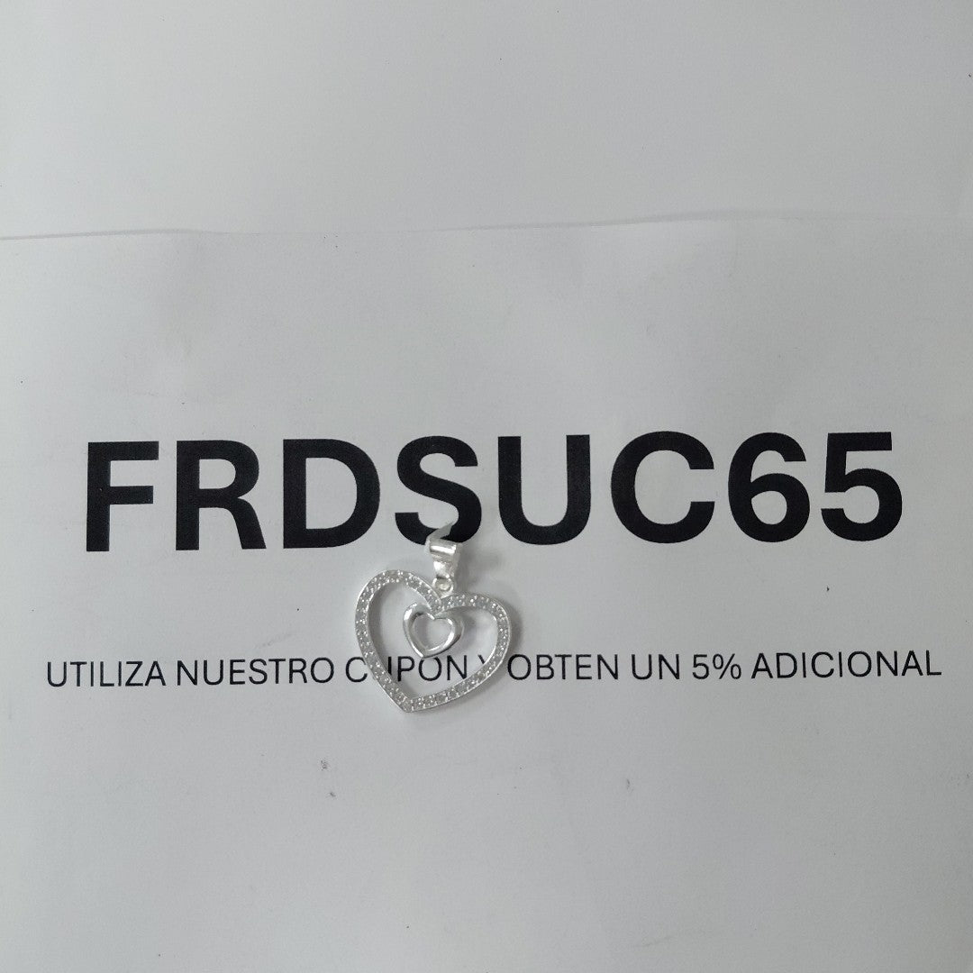 DIJE CORAZON C/CIRCONIAS PLATA .925 2.7 GR (NUEVO)