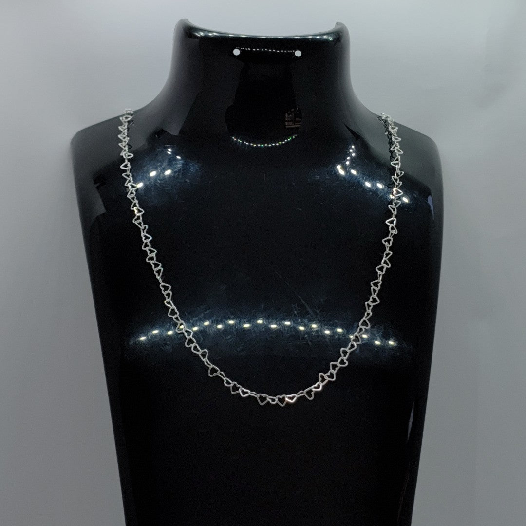 CADENA CORAZONES PLATA .925 60 CM 3.02 GR (NUEVO)