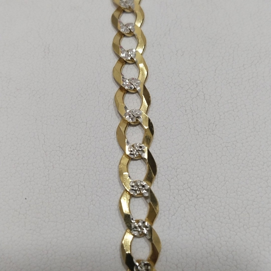 PULSERAS TEJIDO BARBADA DIAMANTADA ORO 14K 21 CM 10.4 GR (NUEVO)