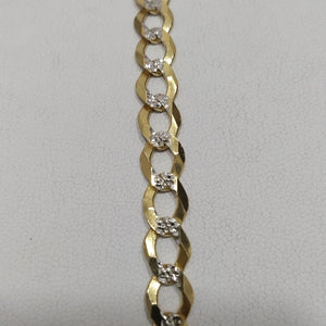 PULSERAS TEJIDO BARBADA DIAMANTADA ORO 14K 21 CM 10.4 GR (NUEVO)