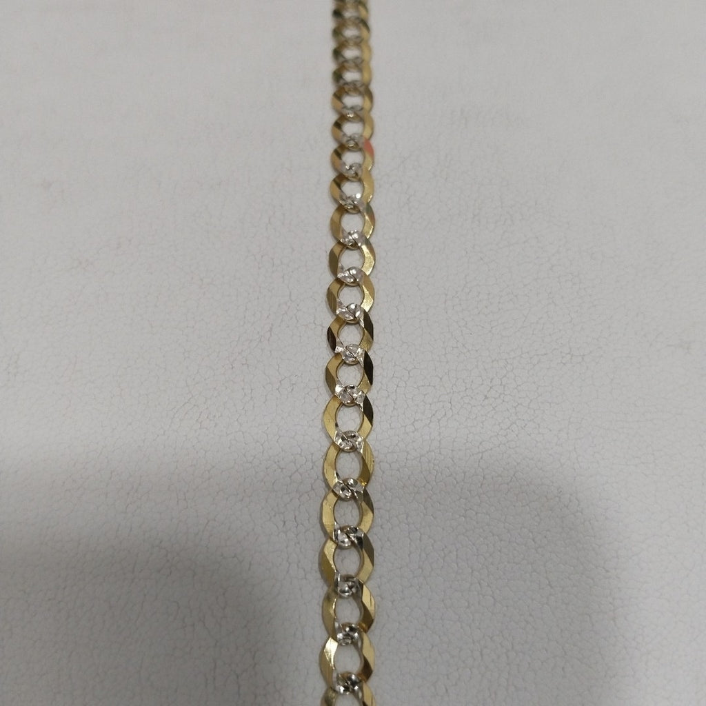 PULSERAS TEJIDO BARBADA DIAMANTADA ORO 14K 21 CM 4.9 GR (NUEVO)