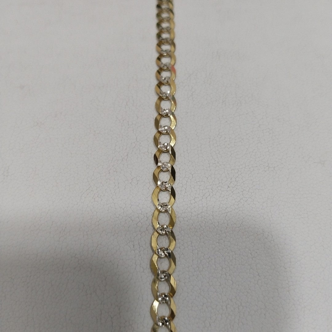 PULSERAS TEJIDO BARBADA DIAMANTADA ORO 14K 21 CM 4.9 GR (NUEVO)