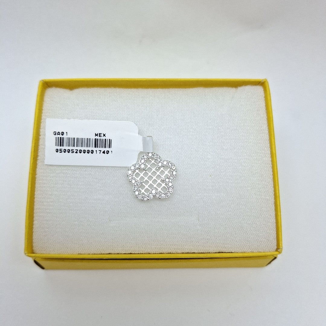 DIJE FLOR CON CIRCONIAS PLATA .925 1.7 GR (NUEVO)