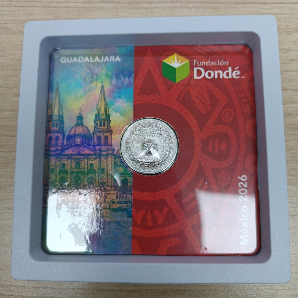 MEDALLA CONMEMORATIVA FRD FÚTBOL MOTIVO QUETZALCÓATL PLATA .925 11.9 GR (NUEVO)