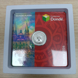 MEDALLA CONMEMORATIVA FRD FÚTBOL MOTIVO QUETZALCÓATL PLATA .925 11.9 GR (NUEVO)