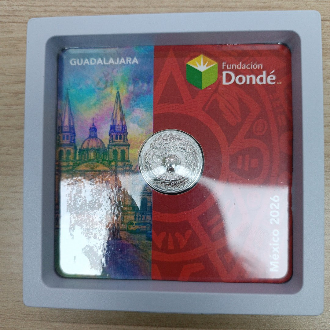 MEDALLA CONMEMORATIVA FRD FÚTBOL MOTIVO QUETZALCÓATL PLATA .925 11.9 GR (NUEVO)