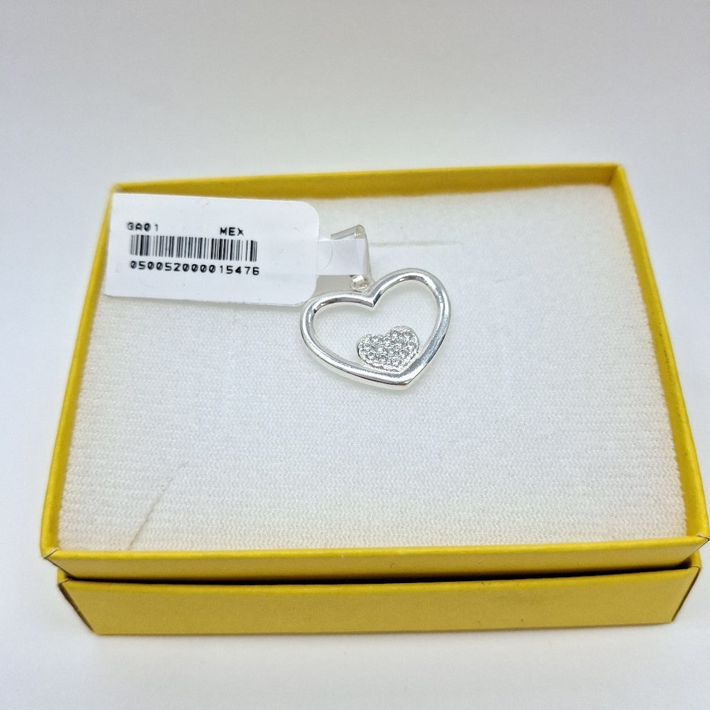 DIJE CORAZON C/CIRCONIAS PLATA .925 2.7 GR (NUEVO)