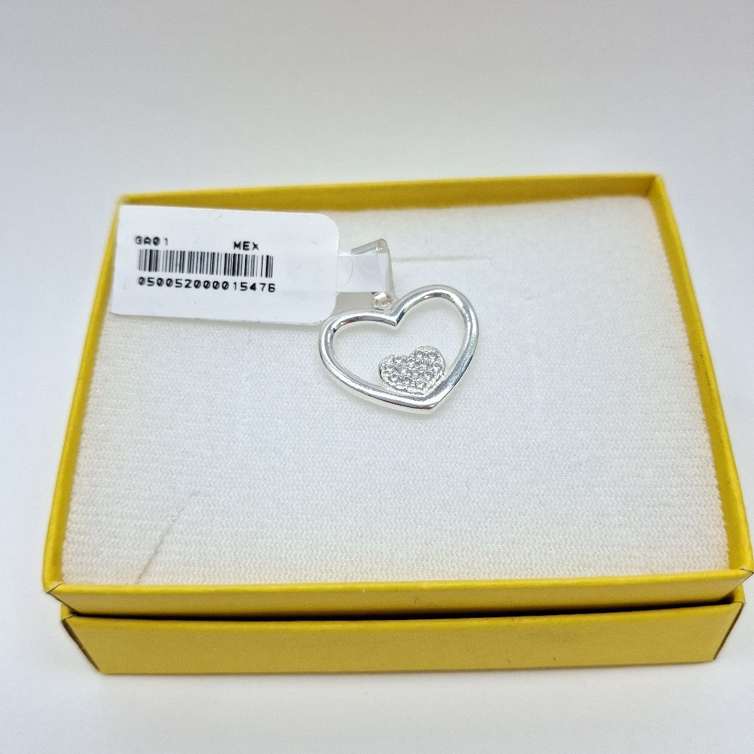 DIJE CORAZON C/CIRCONIAS PLATA .925 2.7 GR (NUEVO)
