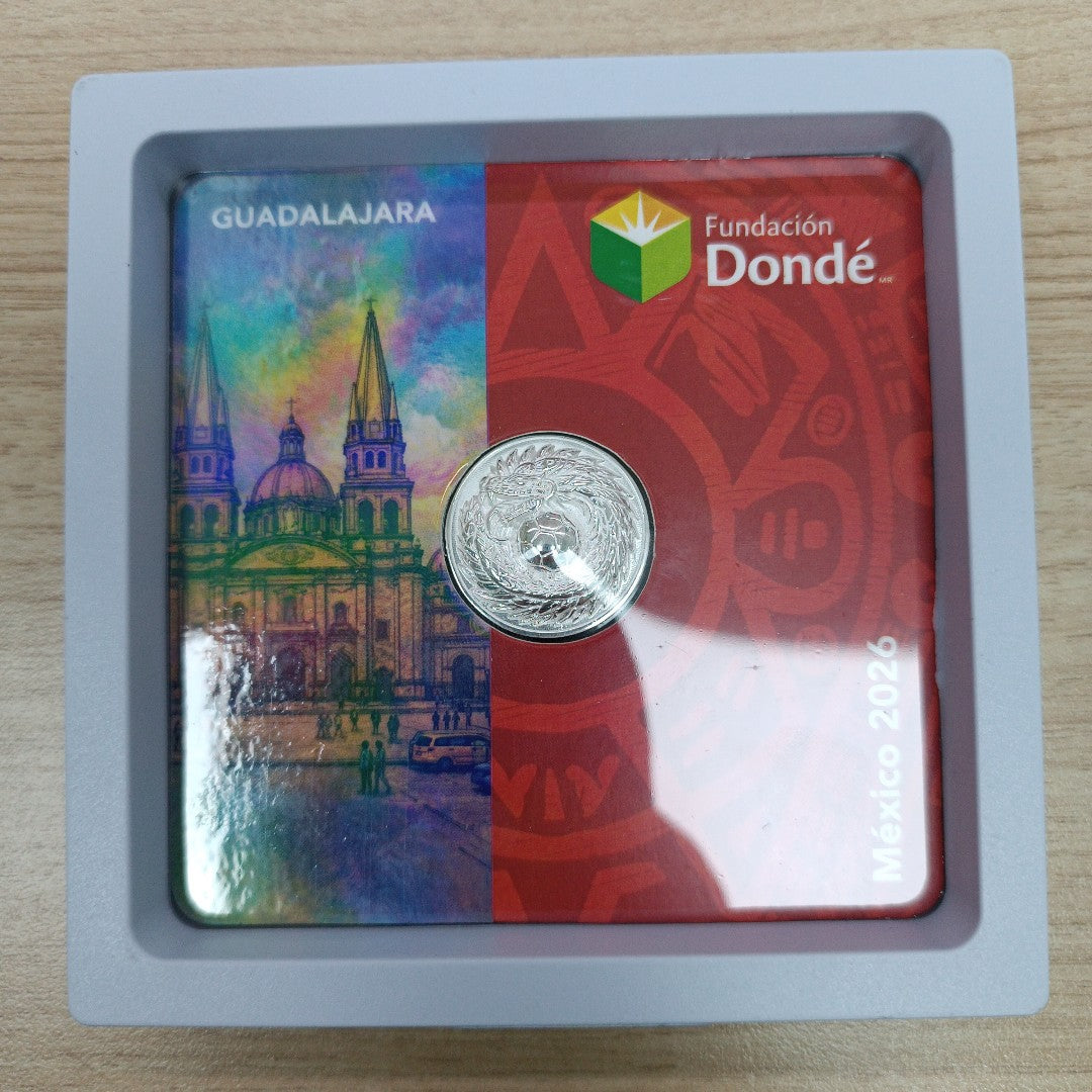 MEDALLA CONMEMORATIVA FRD FÚTBOL MOTIVO QUETZALCÓATL PLATA .925 11.9 GR (NUEVO)