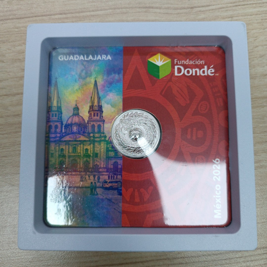 MEDALLA CONMEMORATIVA FRD FÚTBOL MOTIVO QUETZALCÓATL PLATA .925 11.9 GR (NUEVO)