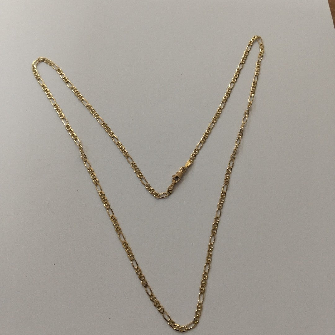 CADENAS TEJIDO FIGARO GUCHI ORO 10K 55 CM 5 GR (NUEVO)