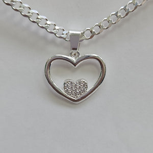 DIJE CORAZON C/CIRCONIAS PLATA .925 2.6 GR (NUEVO)