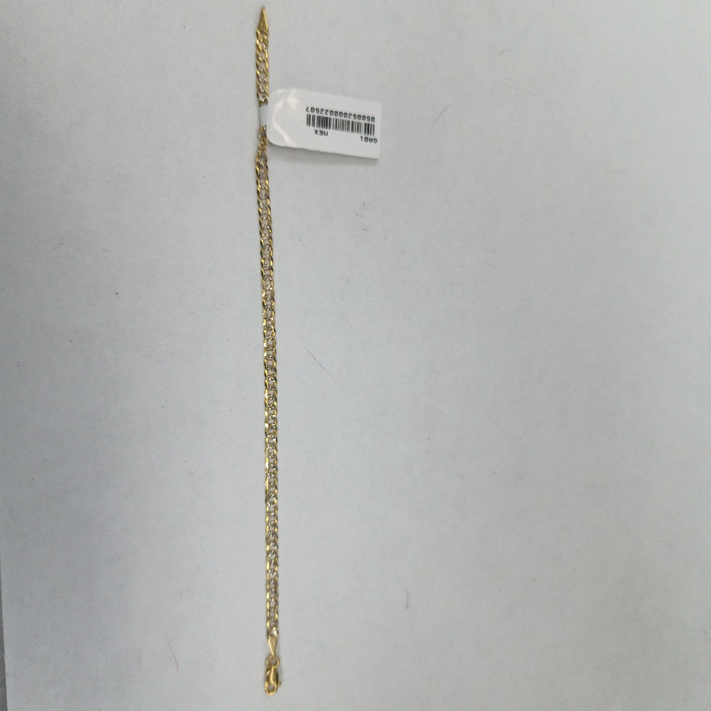 PULSERAS TEJIDO BARBADA DIAMANTADA ORO 14K 18 CM 3.2 GR (NUEVO)