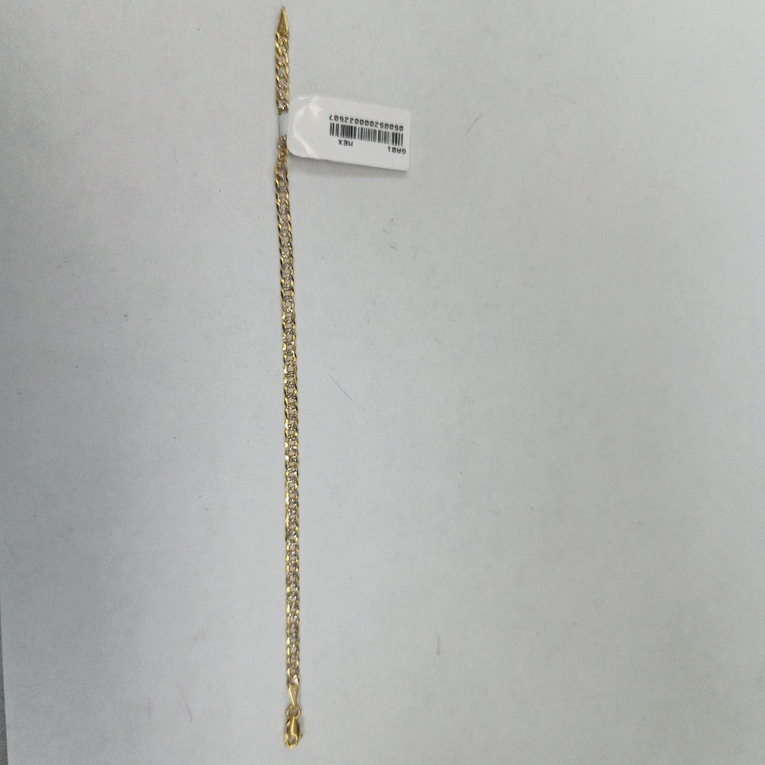PULSERAS TEJIDO BARBADA DIAMANTADA ORO 14K 18 CM 3.2 GR (NUEVO)